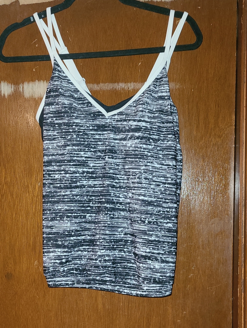 Free Country Women’s Strappy V-Neck Tankini Swim Top - Black & White